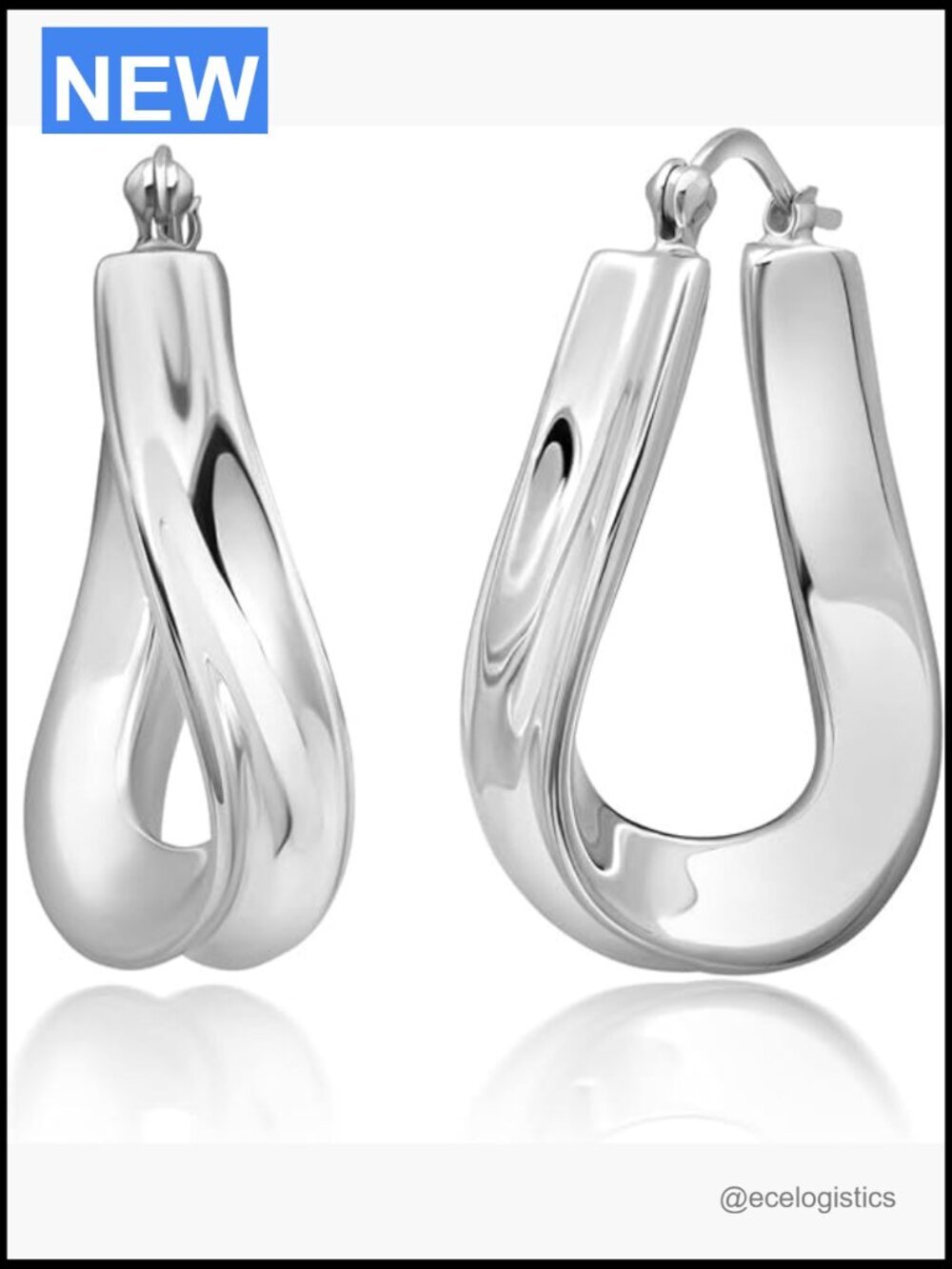 925 Sterling Silver Chunky Hoop Earrings Hypoallergenic Anti Tarnish